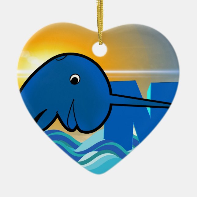 narwhal ceramic tree decoration (Front)
