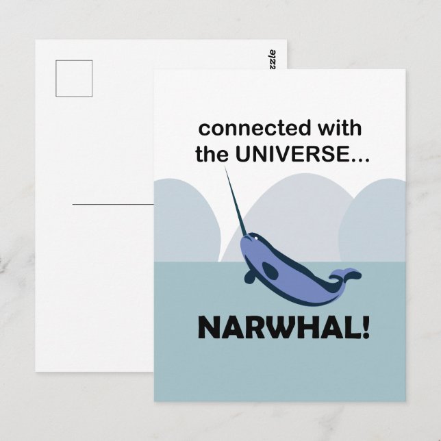 Narwhal Connected With The Universe Funny Postcard (Front/Back)