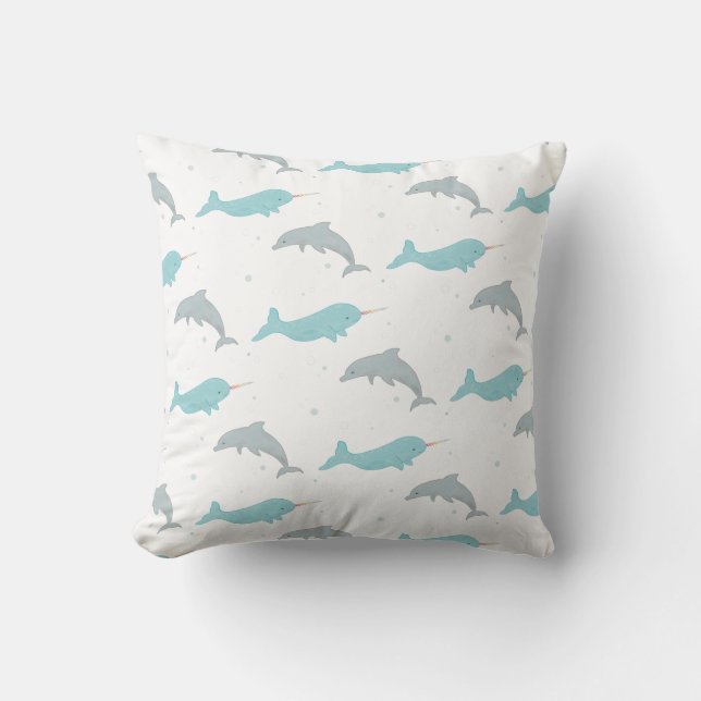 Narwhal Dolphin Pillow (Front)