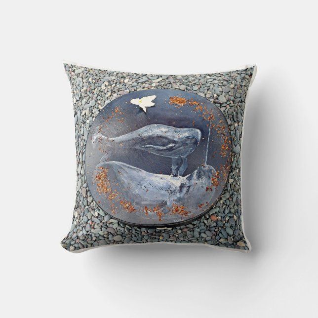 Narwhal Drum Throw Pillow (Front)