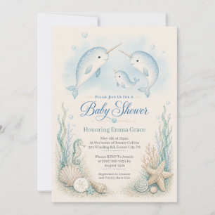 Narwhal Family Baby Shower Invitation