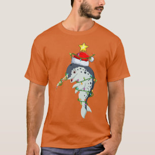 Narwhal Fish Lighting Xmas Tree Matching Narwhal C T-Shirt
