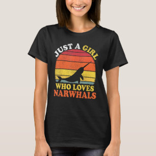 Narwhal Fish Vintage Just A Girl Who Loves Narwhal T-Shirt
