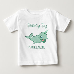 Narwhal Green   Cute Mint Chibi Cartoon Sea Life Baby T-Shirt