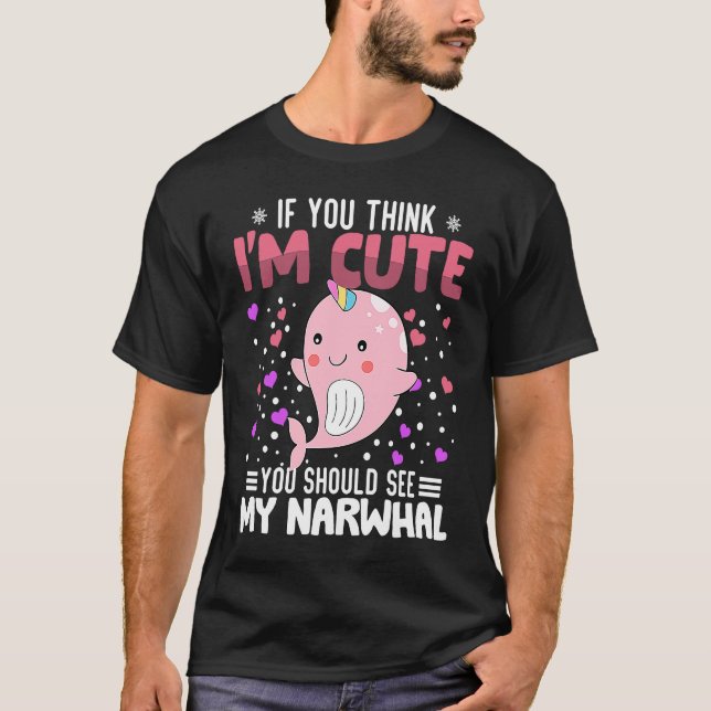 Narwhal Heart Valentine's Day Animal For Womens Ki T-Shirt (Front)