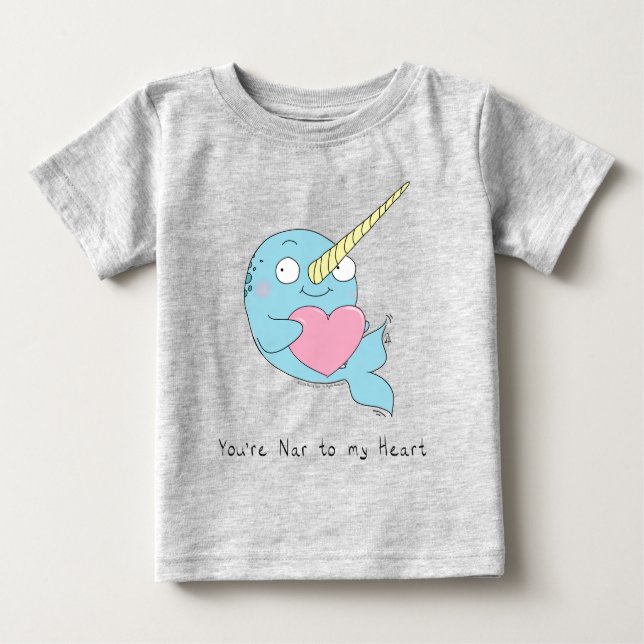 Narwhal Hugging a Heart Baby Kid's T-shirt (Front)