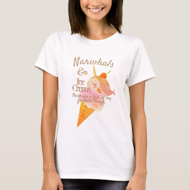 Narwhal Icecream cone favourite things personalise T-Shirt (Front)