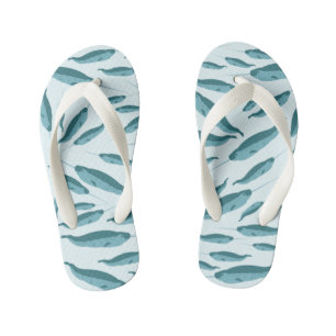 Narwhal in Blue Ocean Pattern Kid's Jandals