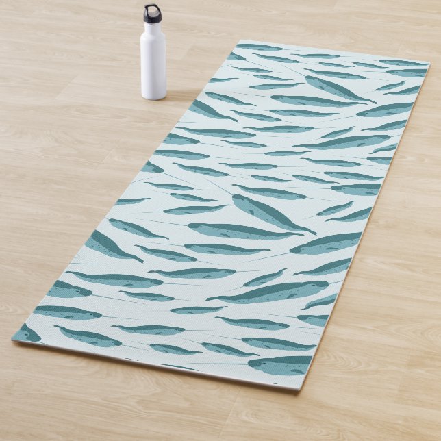 Narwhal in Blue Ocean Pattern Yoga Mat (In Situ)