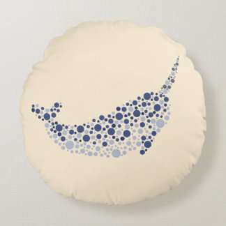 Narwhal In Dots Round Cushion