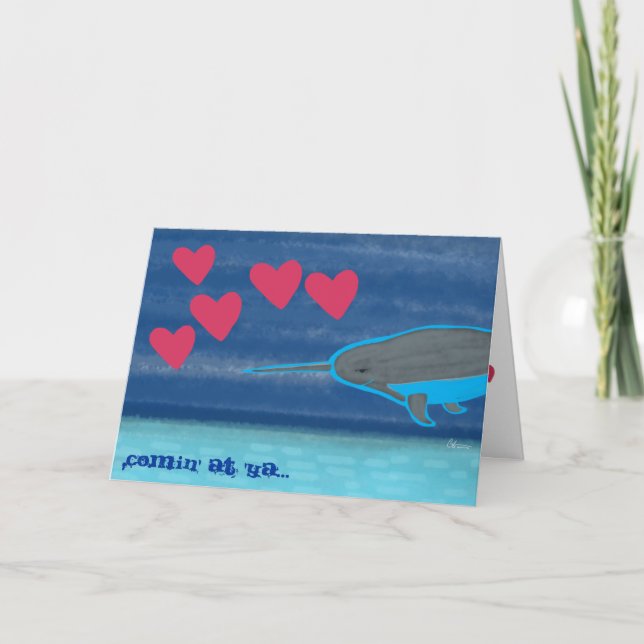 Narwhal in Love Valentine's Day Card (Front)