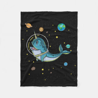 Narwhal In Space Narwhal Lover Fleece Blanket