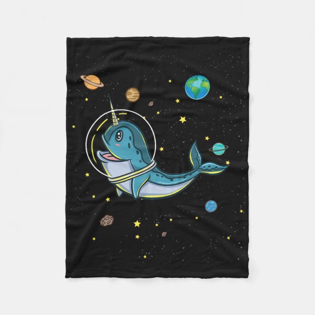 Narwhal In Space Narwhal Lover  Fleece Blanket (Front)