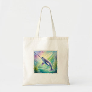 Narwhal in the Deep 110924AREF142 - Watercolor Tote Bag