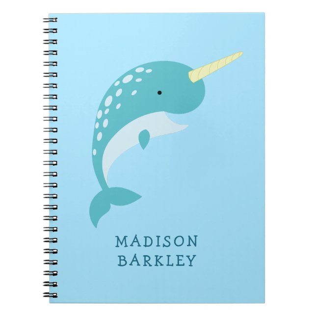 Narwhal Kid's Cute Whale Notebook (Front)