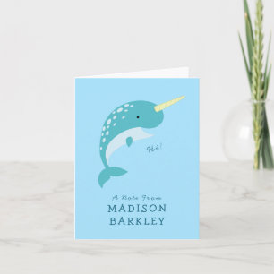 Narwhal Kid's Cute Whale Stationary Cards