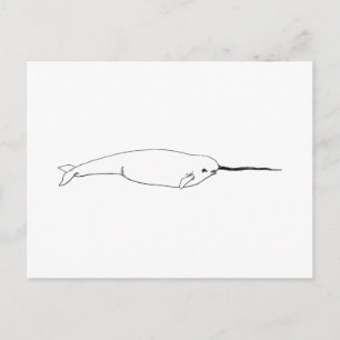 Narwhal (line art illustration) postcard