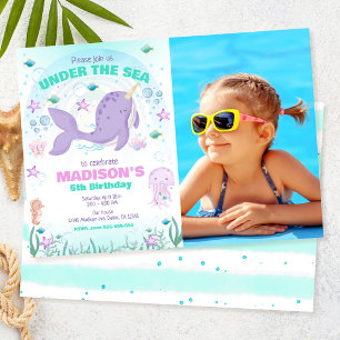 Narwhal Magical Under the Sea Birthday Party Invitation