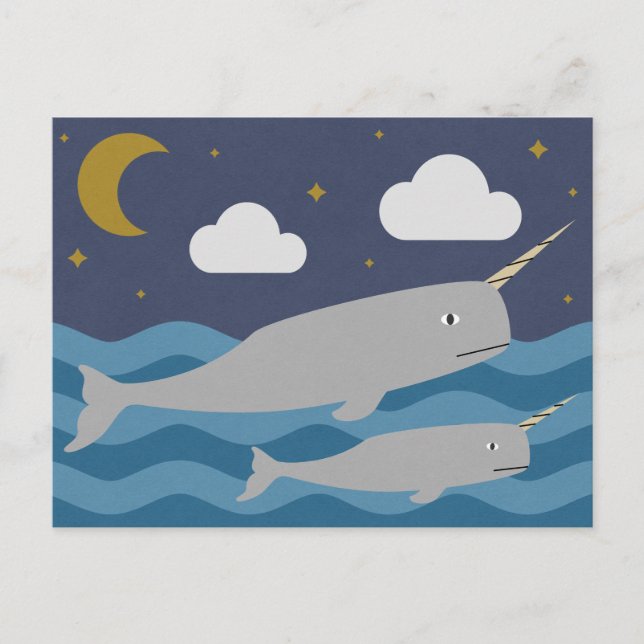 Narwhal Night Swim Postcard (Front)