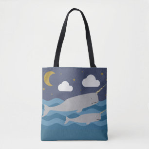 Narwhal Night Swim Tote Bag