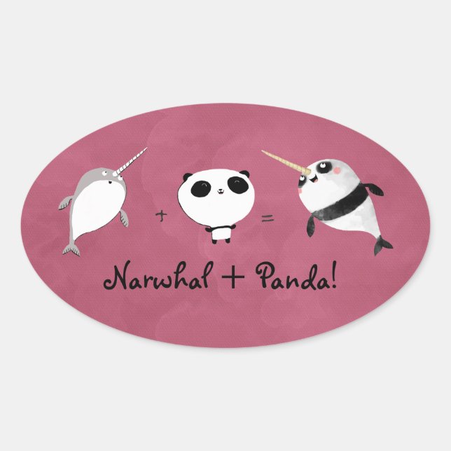 Narwhal plus Panda! Oval Sticker (Front)