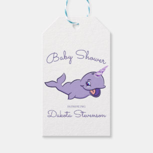 Narwhal Purple Lilac Magical Sea Unicorn Shower Gift Tags