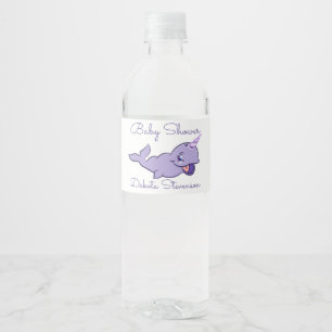 Narwhal Purple Lilac Magical Sea Unicorn Shower Water Bottle Label