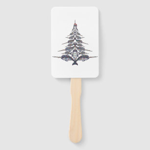 Narwhal Santa Hat Christmas Lights Xmas Sea Hand Fan