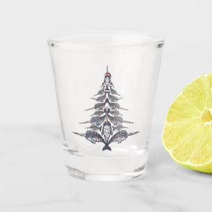 Narwhal Santa Hat Christmas Lights Xmas Sea Shot Glass