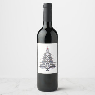 Narwhal Santa Hat Christmas Lights Xmas Sea Wine Label