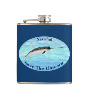 Narwhal - Save The Unicorn Hip Flask