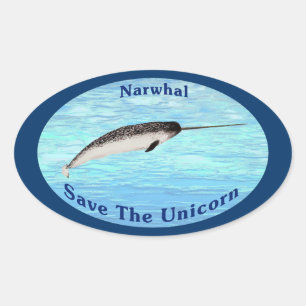 Narwhal - Save The Unicorn Oval Sticker