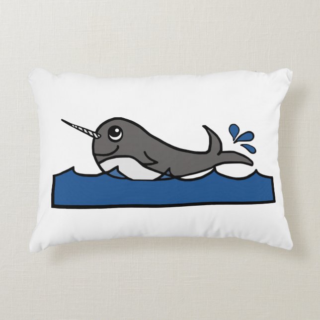 Narwhal Splash  Decorative Cushion (Front)