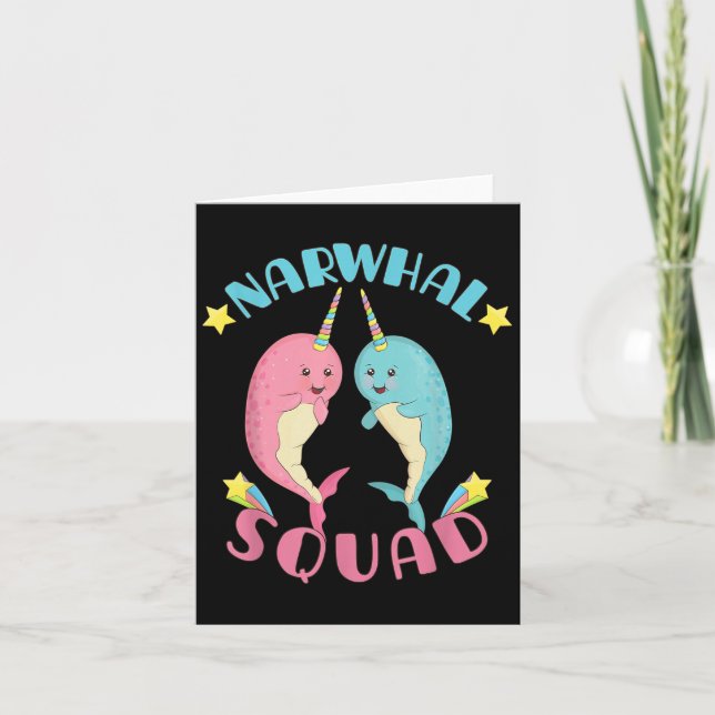 Narwhal Squad Cute Kawaii Narwhals Narwhale  Card (Front)