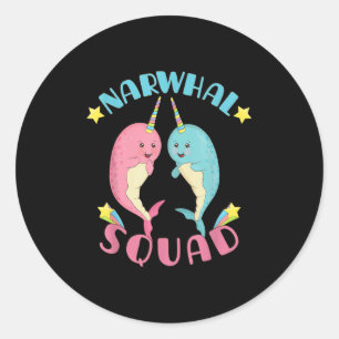 Narwhal Squad Cute Kawaii Narwhals Narwhale  Classic Round Sticker