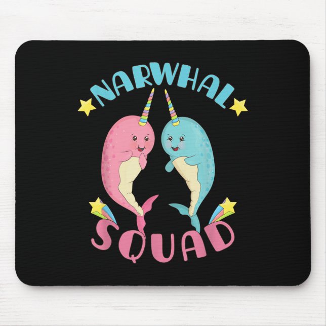 Narwhal Squad Cute Kawaii Narwhals Narwhale  Mouse Pad (Front)