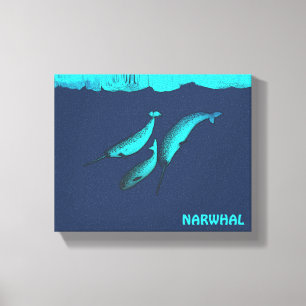 Narwhal Under The Ice Canvas Print