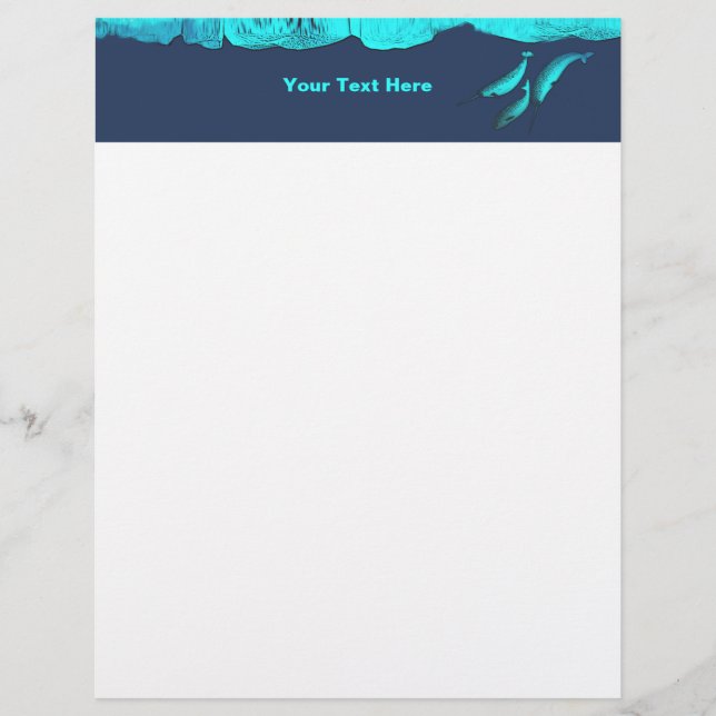 Narwhal Under The Ice Custom Letterhead (Front)