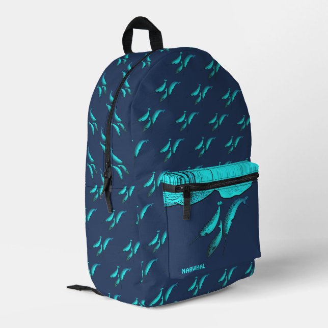 Narwhal Under The Ice Printed Backpack (Back Corner Left)