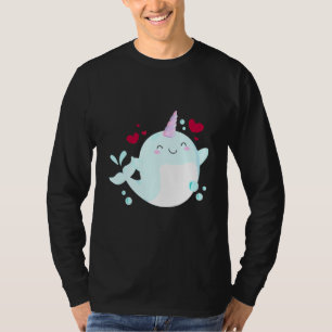 Narwhal Unicorn Love Heart Narwhale Sea Animals Fi T-Shirt