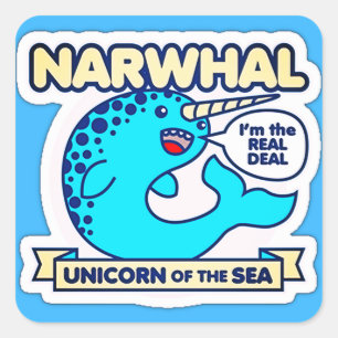 Narwhal Unicorn Of The Sea Square Sticker