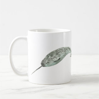 Narwhal whale watercolor coffee mug
