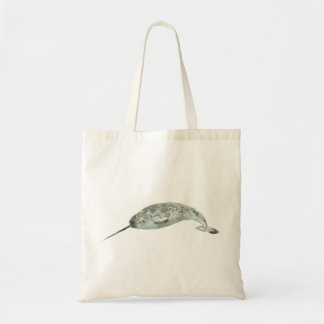 Narwhal whale watercolor tote bag