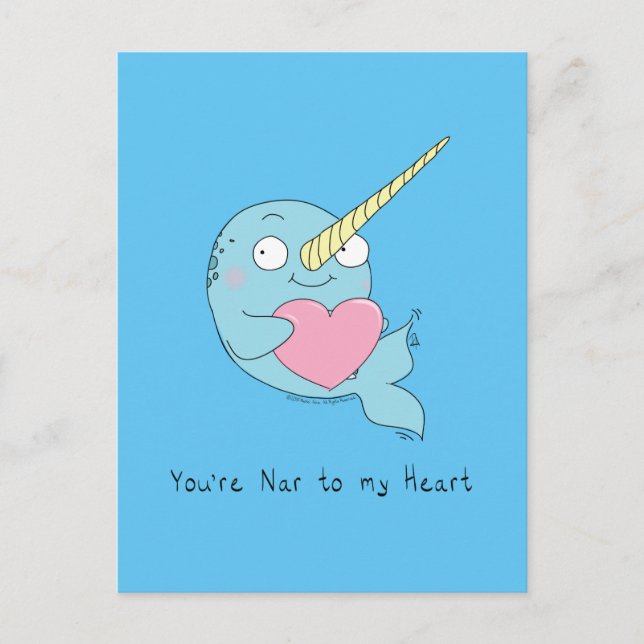 Narwhal with Heart Love Postcard (Front)