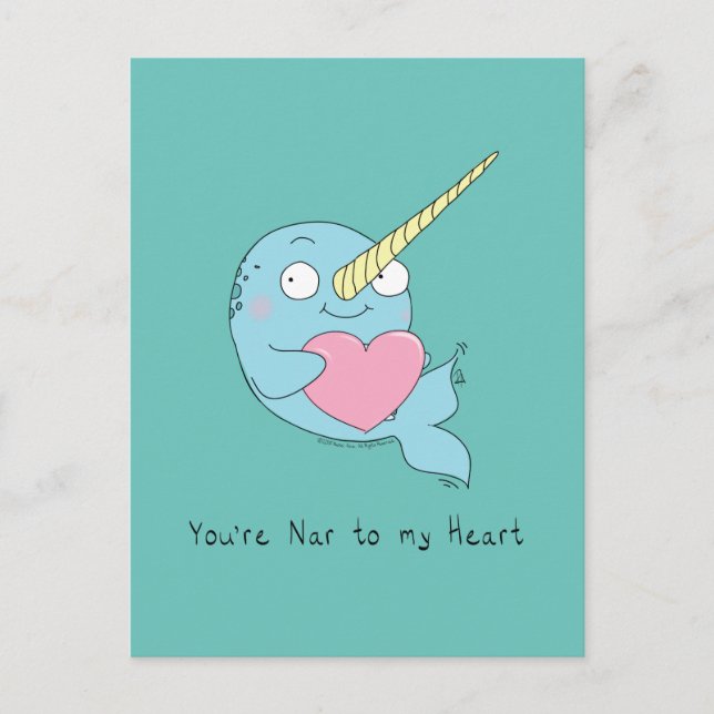 Narwhal with Heart Love Postcard (Front)