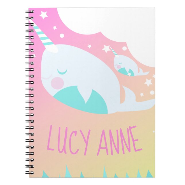 Narwhale Ombre Baby Shower Ombré Notebook (Front)