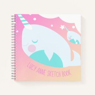 Narwhale Ombre Pastel Rainbow Drawing Notebook
