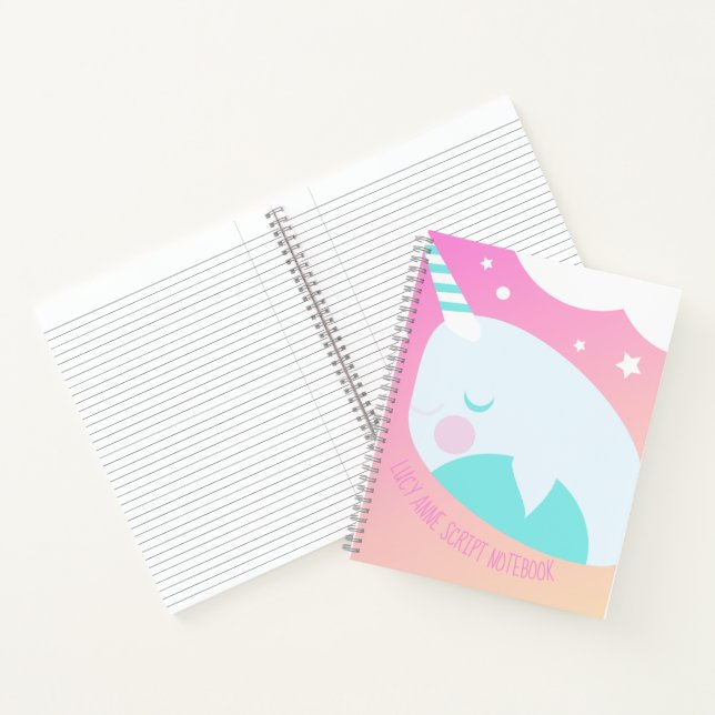 Narwhale Ombre Pastel Rainbow Sky Notebook (Inside)