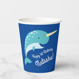 Narwhals Ocean Cute 1st Birthday Party Kids Paper  Paper Cups