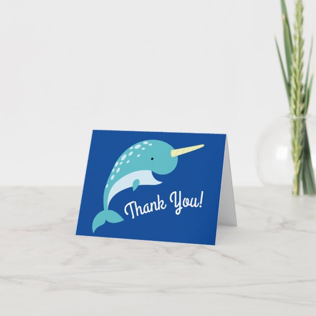 Narwhals Ocean Cute 1st Birthday Party Theme Card (Front)